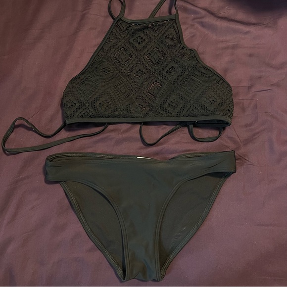 Aerie black halter bikini set (top + bottom) - Picture 2 of 3